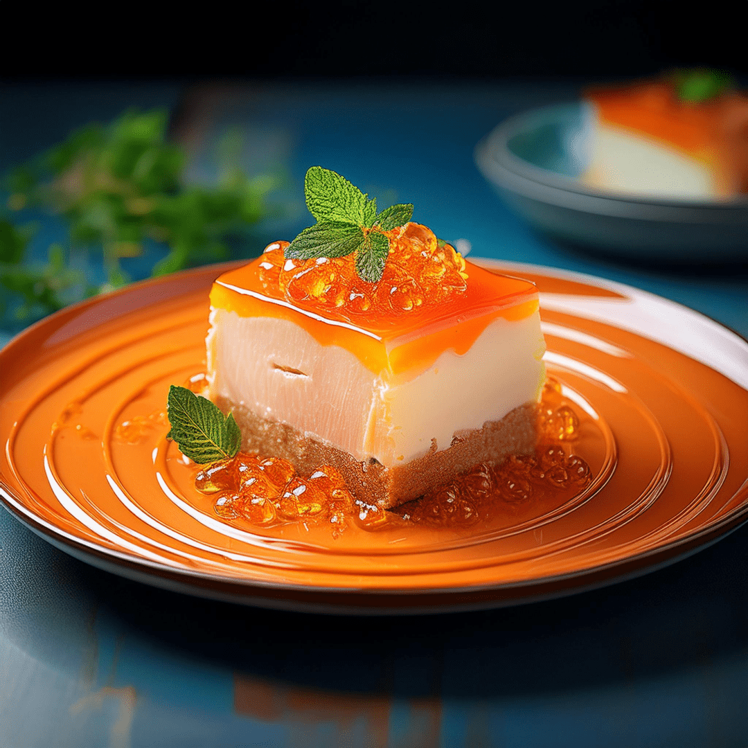 Sweet and salty cheese cake with candied samon